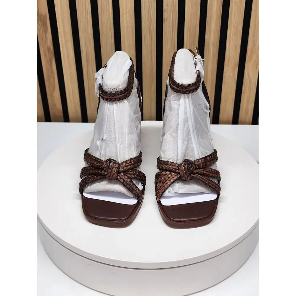 NEW - Giani Bernini Renaee Women’s Brown Woven Block Heel Sandals - Size 8.5 M - Picture 2 of 6